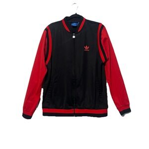 Adidas Black‎ and Red Track Jacket Full Zip with Front Pockets Size L